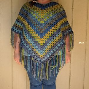 Hand knitted 'Gavan' poncho